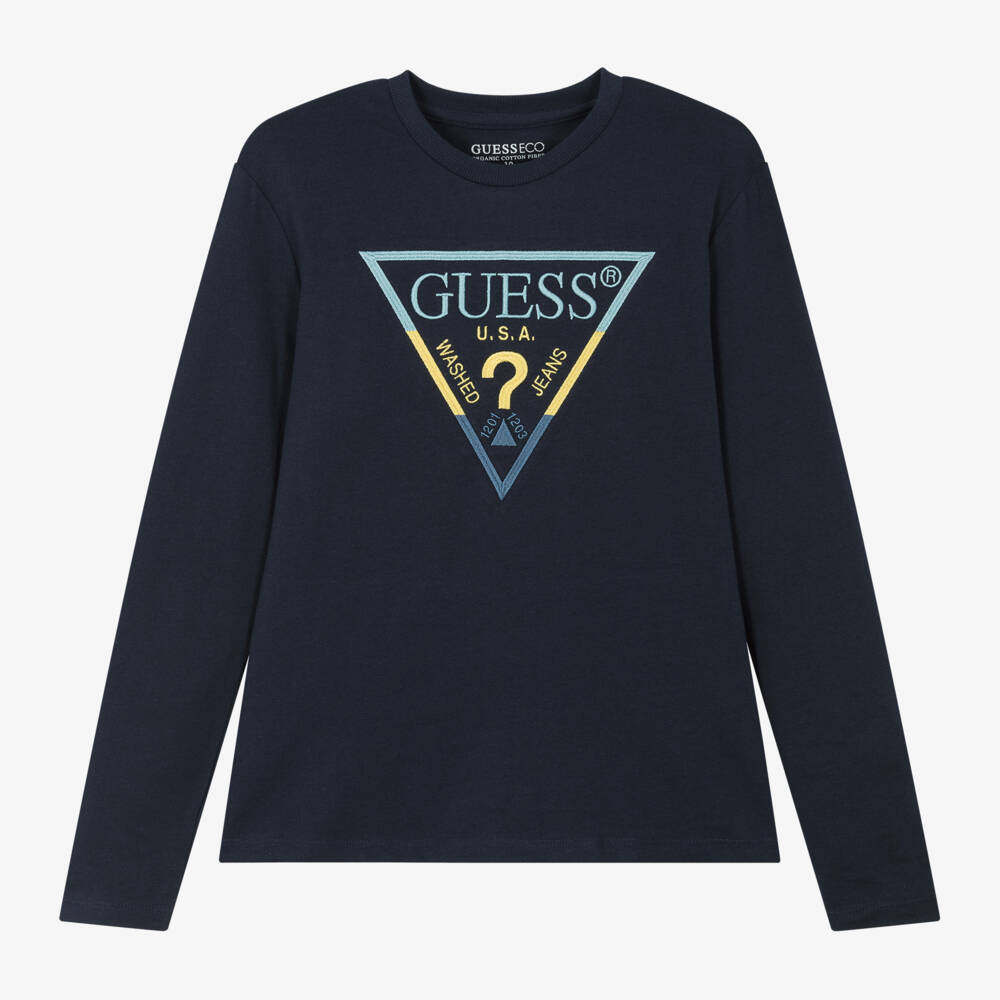 Guess-Boys Navy Cotton Jersey Top | Childrensalon Outlet
