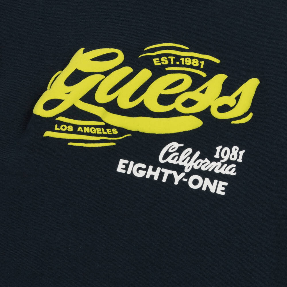 Guess-Boys Navy Cotton Logo Tee | Childrensalon Outlet