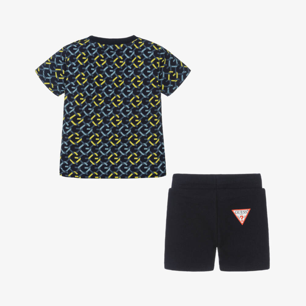 Guess-Boys Navy Cotton Patterned Set | Childrensalon Outlet