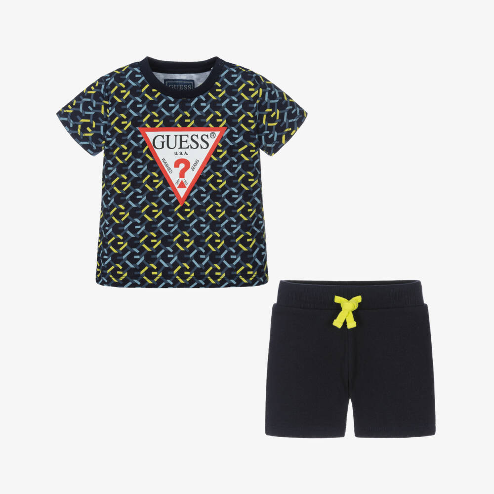 Guess-Boys Navy Cotton Patterned Set | Childrensalon Outlet