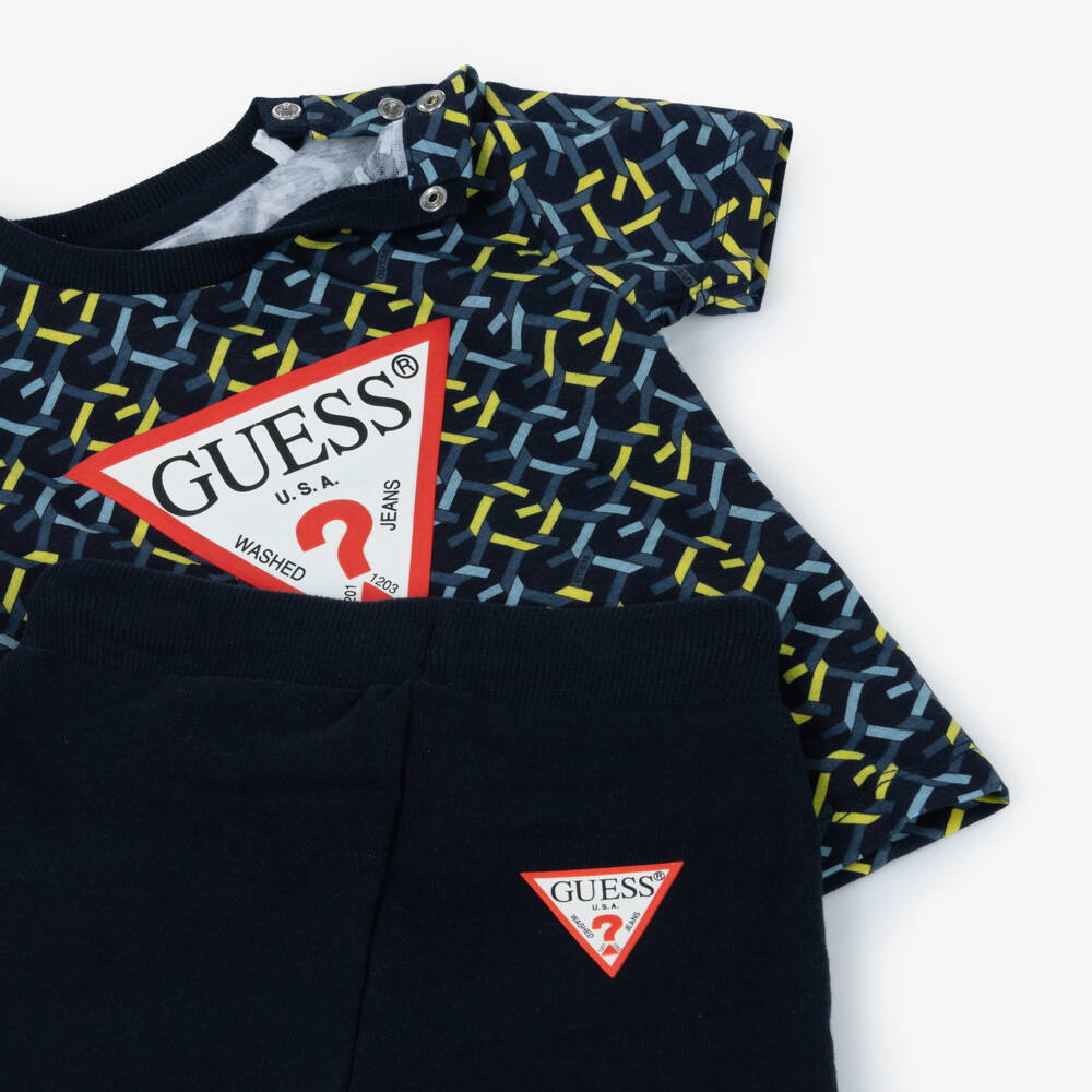 Guess-Boys Navy Cotton Patterned Set | Childrensalon Outlet