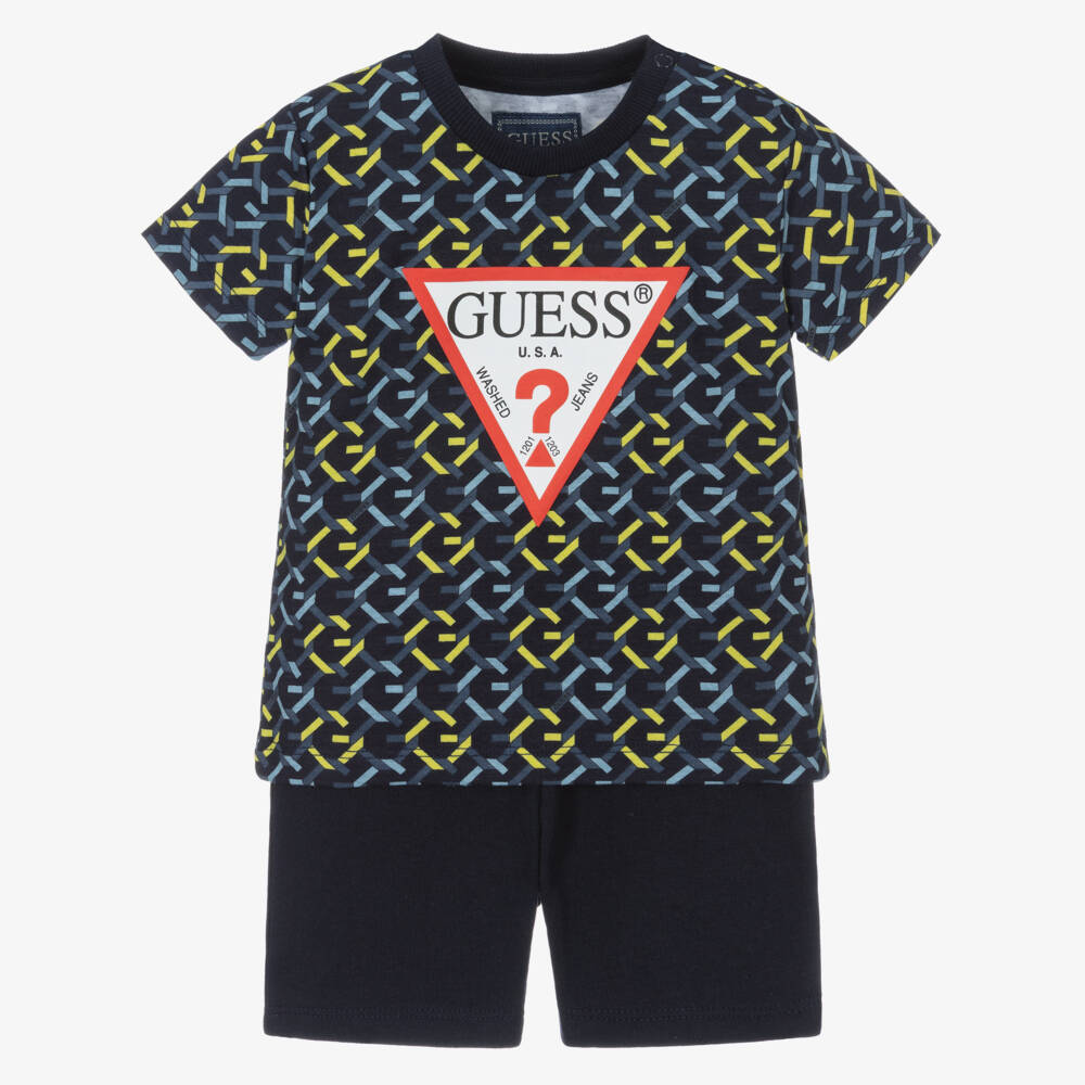 Guess-Boys Navy Cotton Patterned Set | Childrensalon Outlet