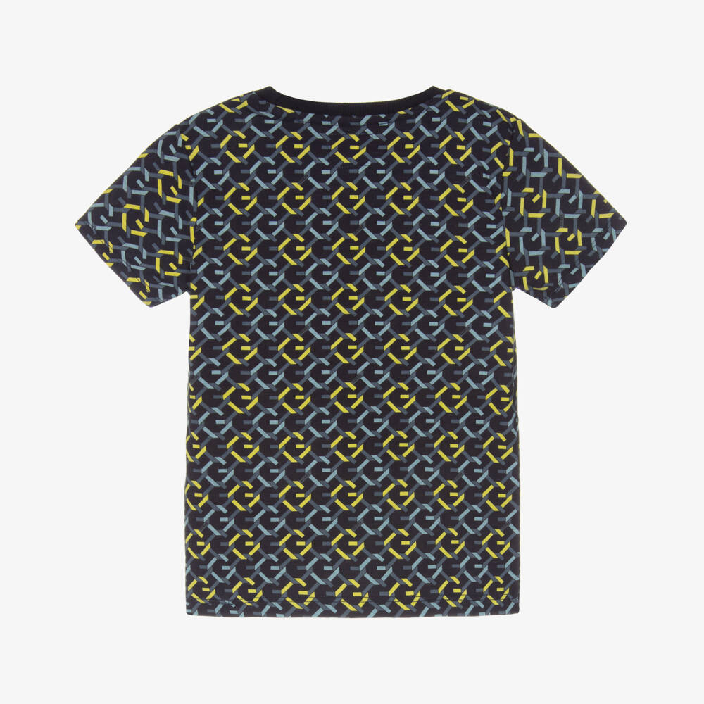 Guess-Футболка из хлопка с узором синяя для мальчиков | Childrensalon Outlet