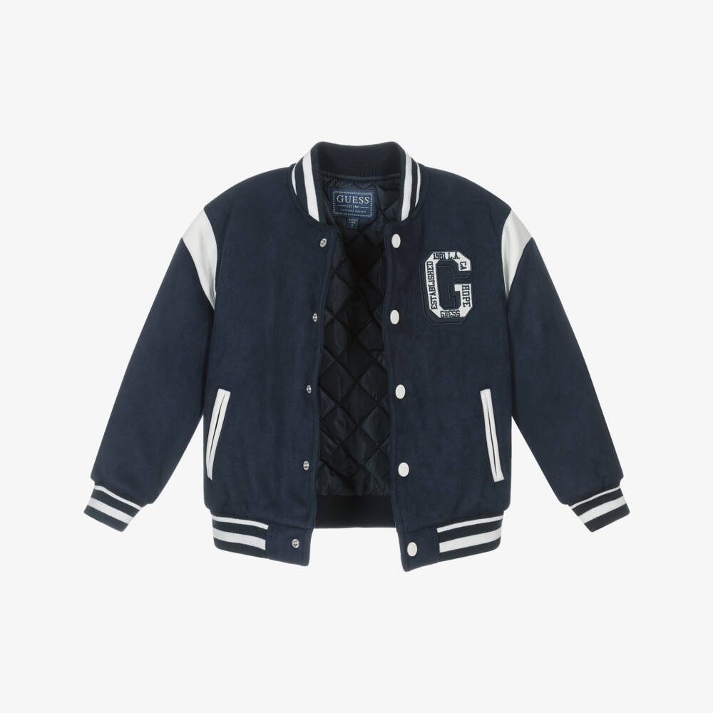 Guess-Boys Navy Faux Suede Bomber | Childrensalon Outlet