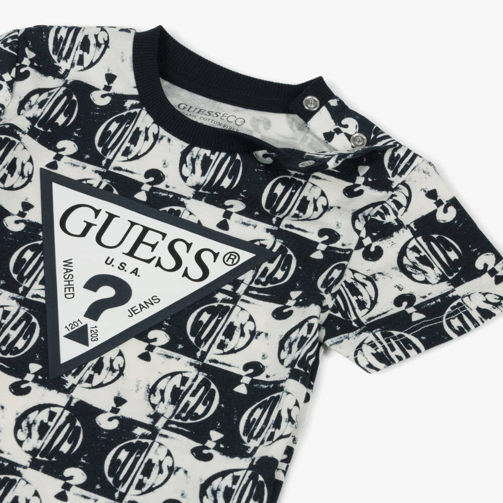 Guess-Boys Navy Logo Cotton Shorts Ensemble | Childrensalon Outlet