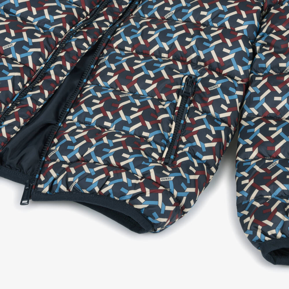 Guess-Boys Navy Logo Hooded Jacket | Childrensalon Outlet