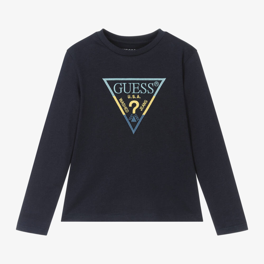 Guess-Синий хлопковый топ с треугольником для мальчиков | Childrensalon Outlet