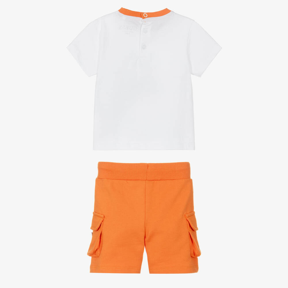 Guess-Boys Orange and White Shorts Set | Childrensalon Outlet