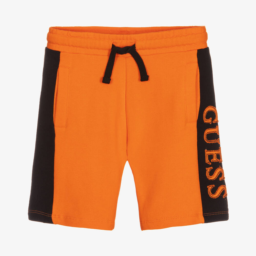 Guess - Boys Orange Cotton Logo Shorts | Childrensalon