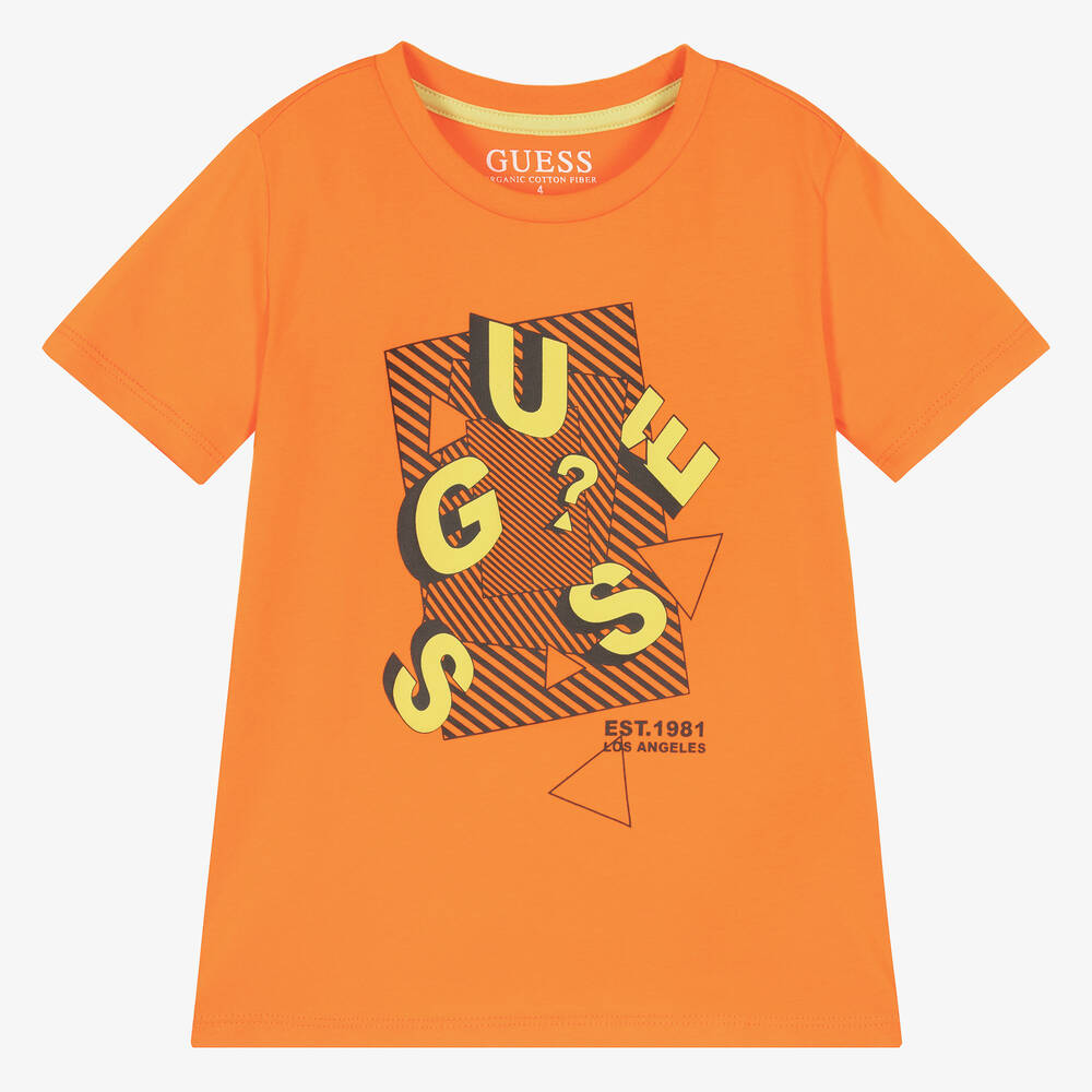 Guess - Оранжевая хлопковая футболка | Childrensalon