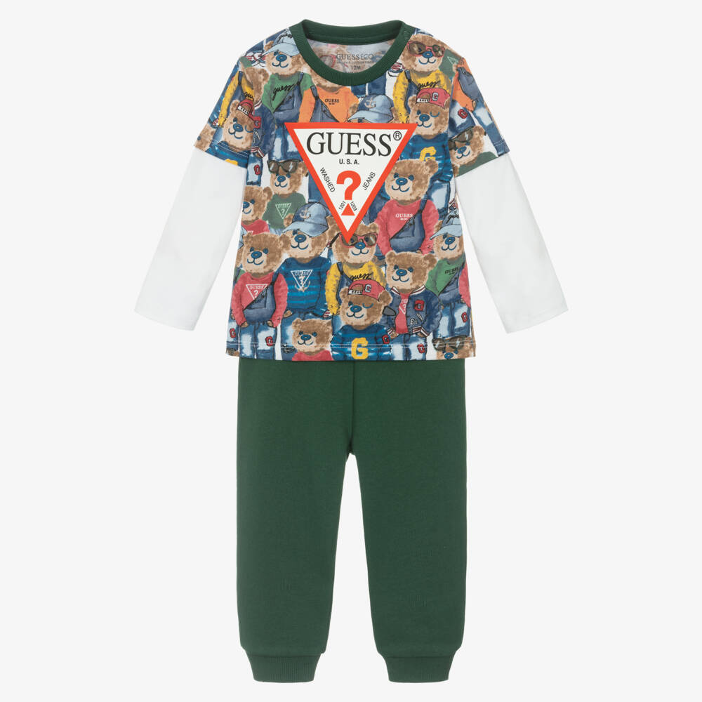 Guess-Комплект для мальчиков из органического материала зеленый комфорт | Childrensalon Outlet