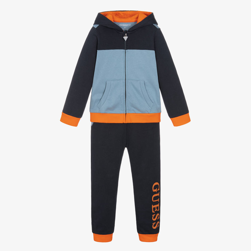 Guess - Boys Pale & Navy Blue Logo Tracksuit | Childrensalon