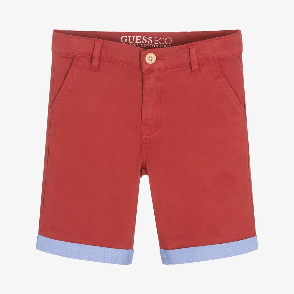 Guess - Short chino rouge en coton garçon | Childrensalon