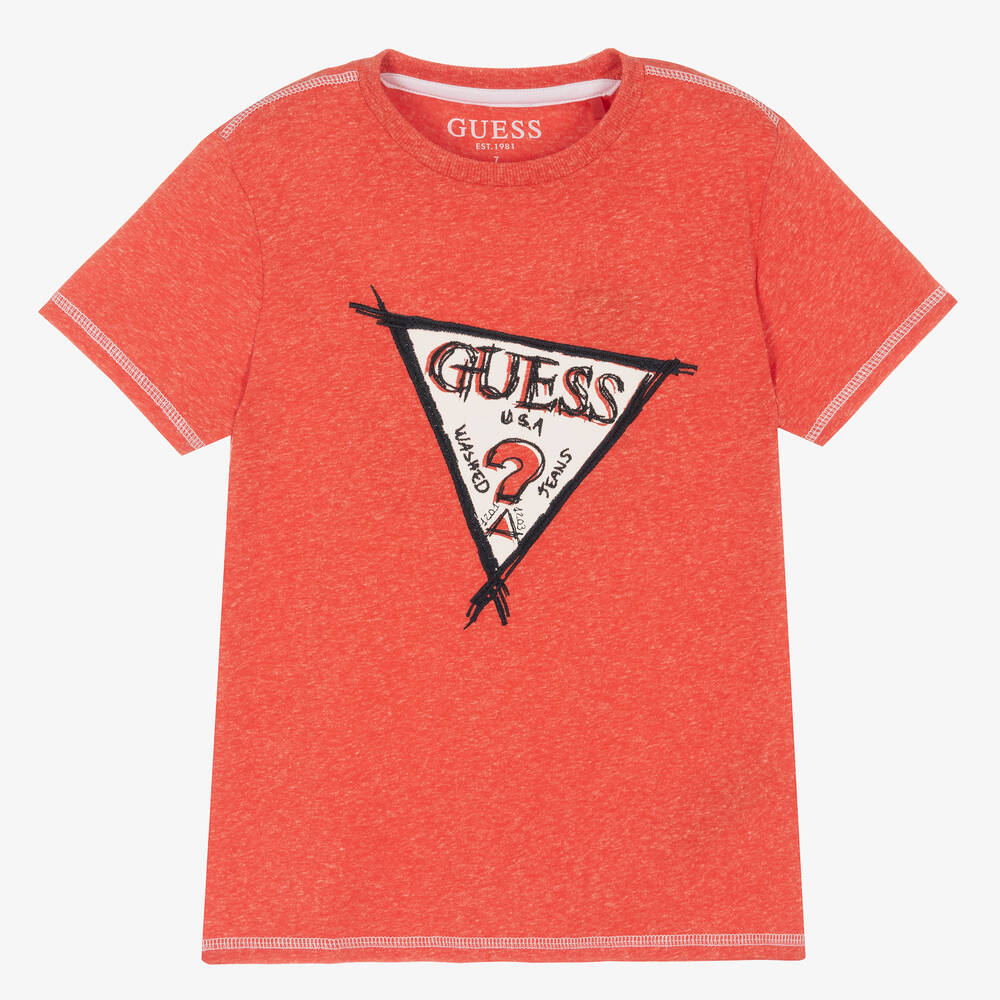 Guess - Boys Red Logo T-Shirt | Childrensalon