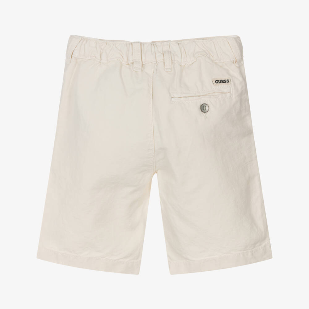 Guess-شورت أولاد من الكتان والقطن بلون رملي | Childrensalon Outlet