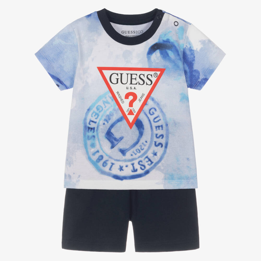 Guess-Boys Shorts Set - Blue Print | Childrensalon Outlet