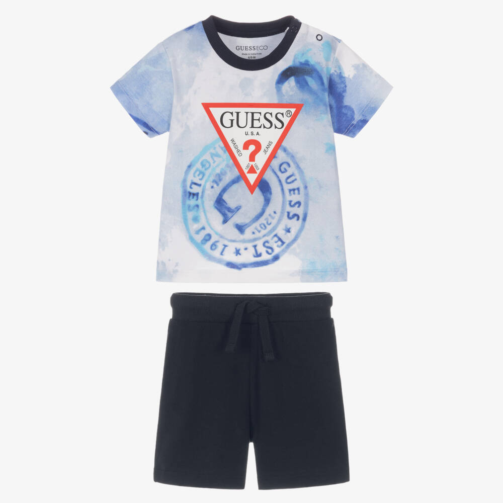 Guess-Boys Shorts Set - Blue Print | Childrensalon Outlet