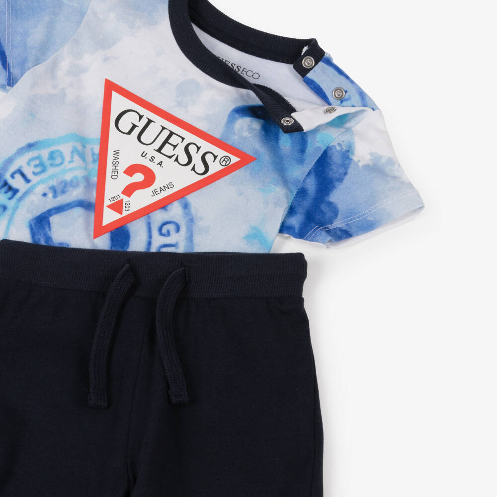 Guess-Boys Shorts Set - Blue Print | Childrensalon Outlet