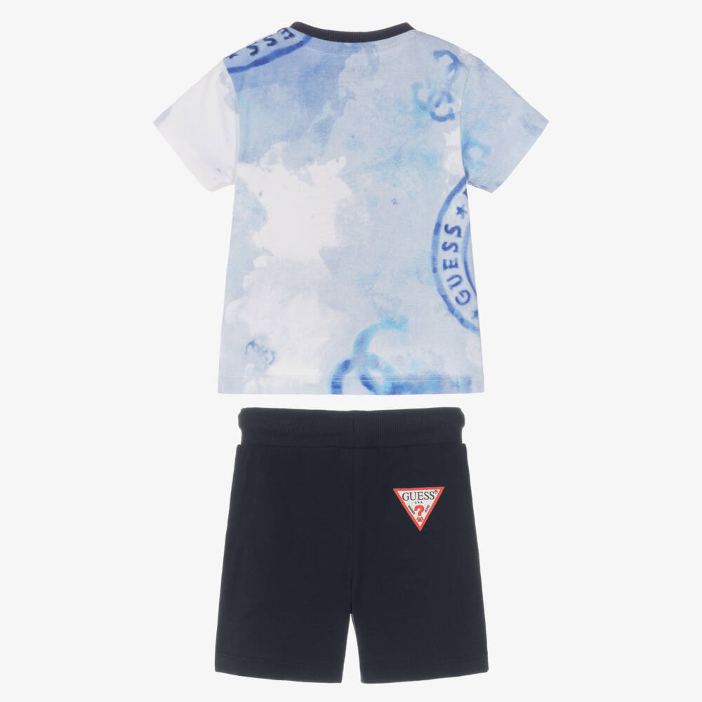 Guess-Boys Shorts Set - Blue Print | Childrensalon Outlet