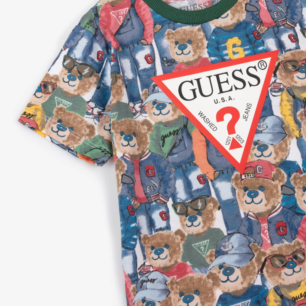 Guess-Boys Sky Blue Teddy Tee | Childrensalon Outlet