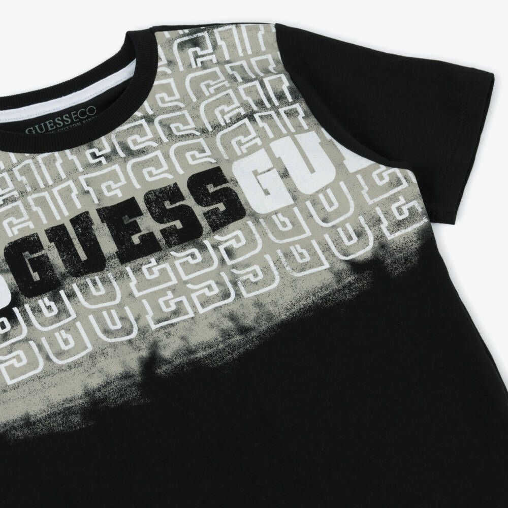 Guess-Boys Sleek Black Cotton Tee | Childrensalon Outlet