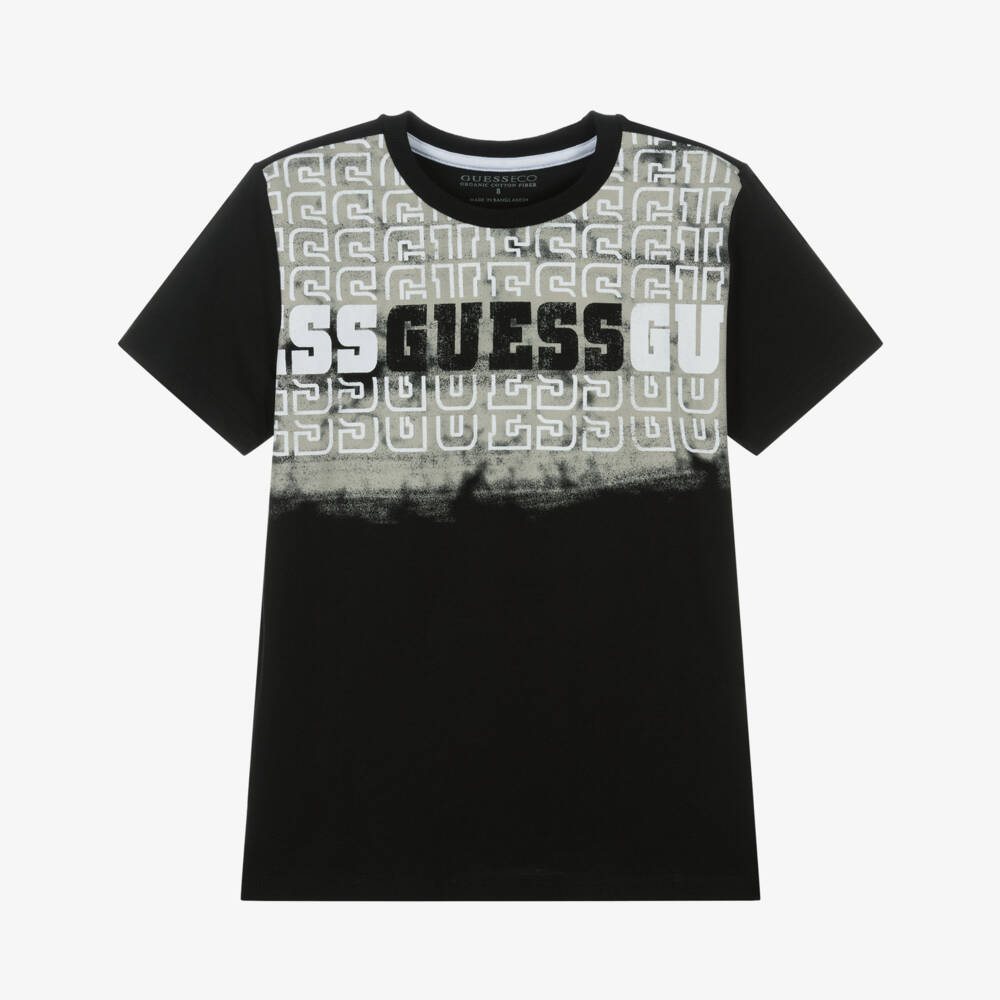 Guess-Boys Sleek Black Cotton Tee | Childrensalon Outlet