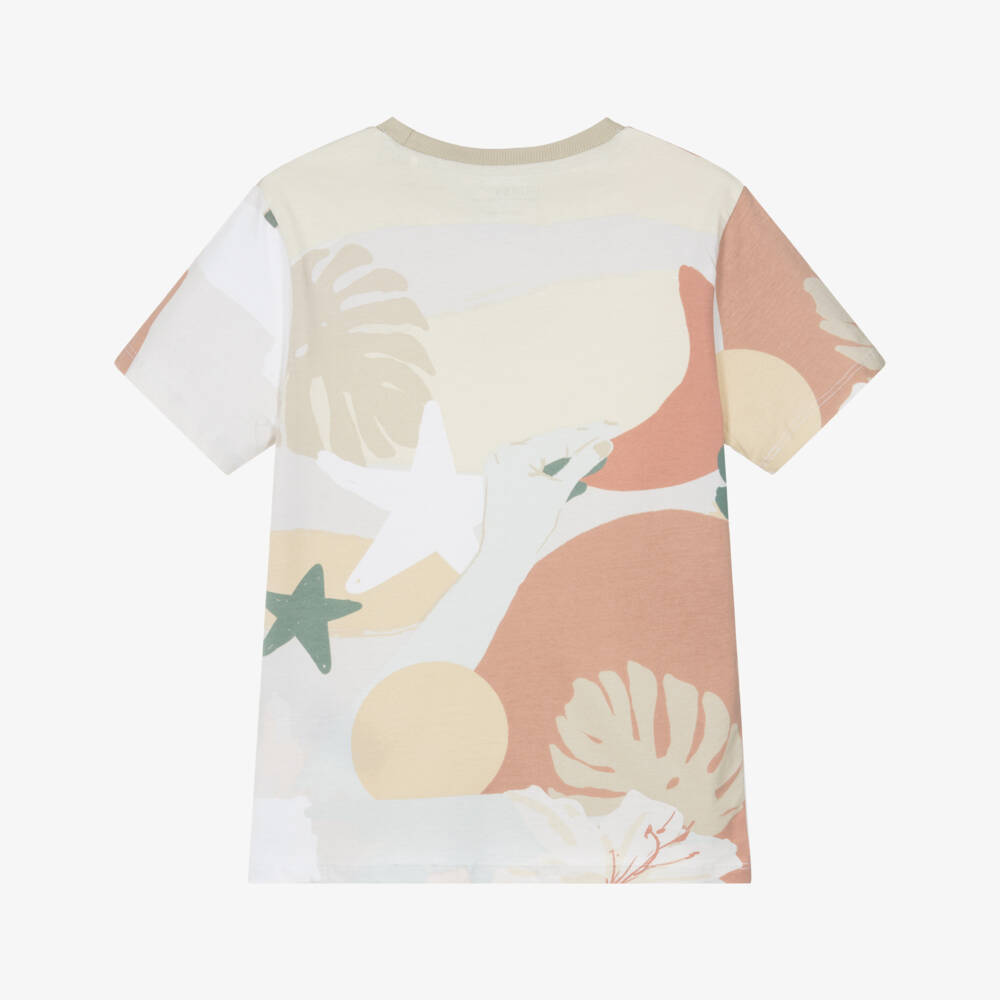 Guess-Мягкая бежевая тропическая футболка для мальчиков | Childrensalon Outlet