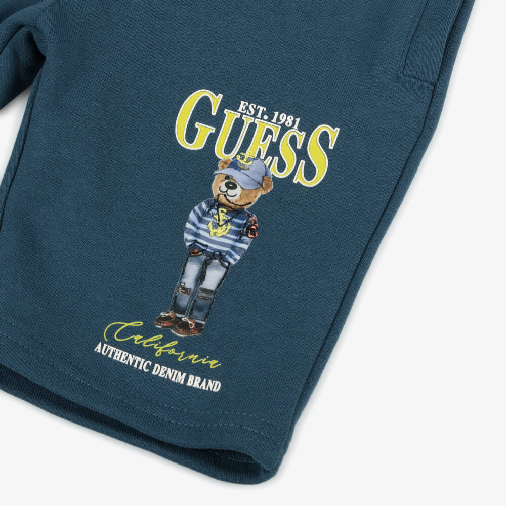 Guess-Boys Soft Blue Jersey Shorts | Childrensalon Outlet