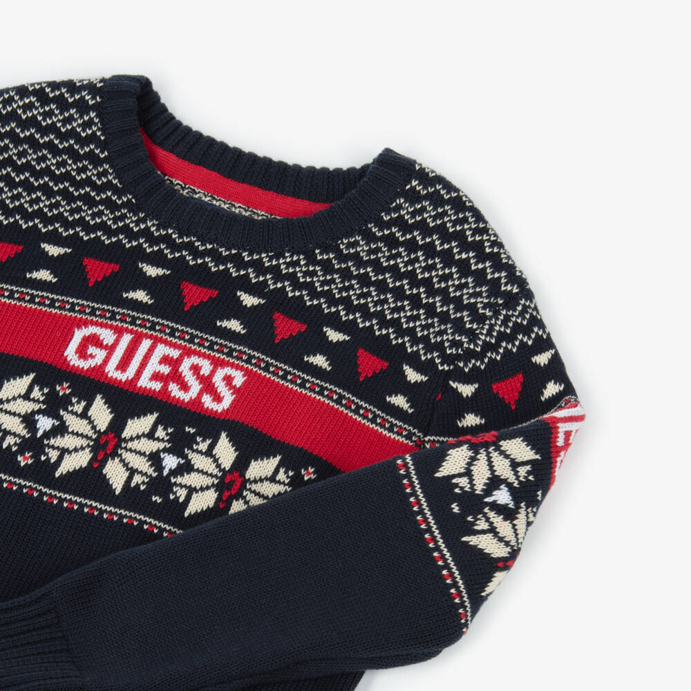 Guess-Boys Soft Navy Knitted Jumper | Childrensalon Outlet