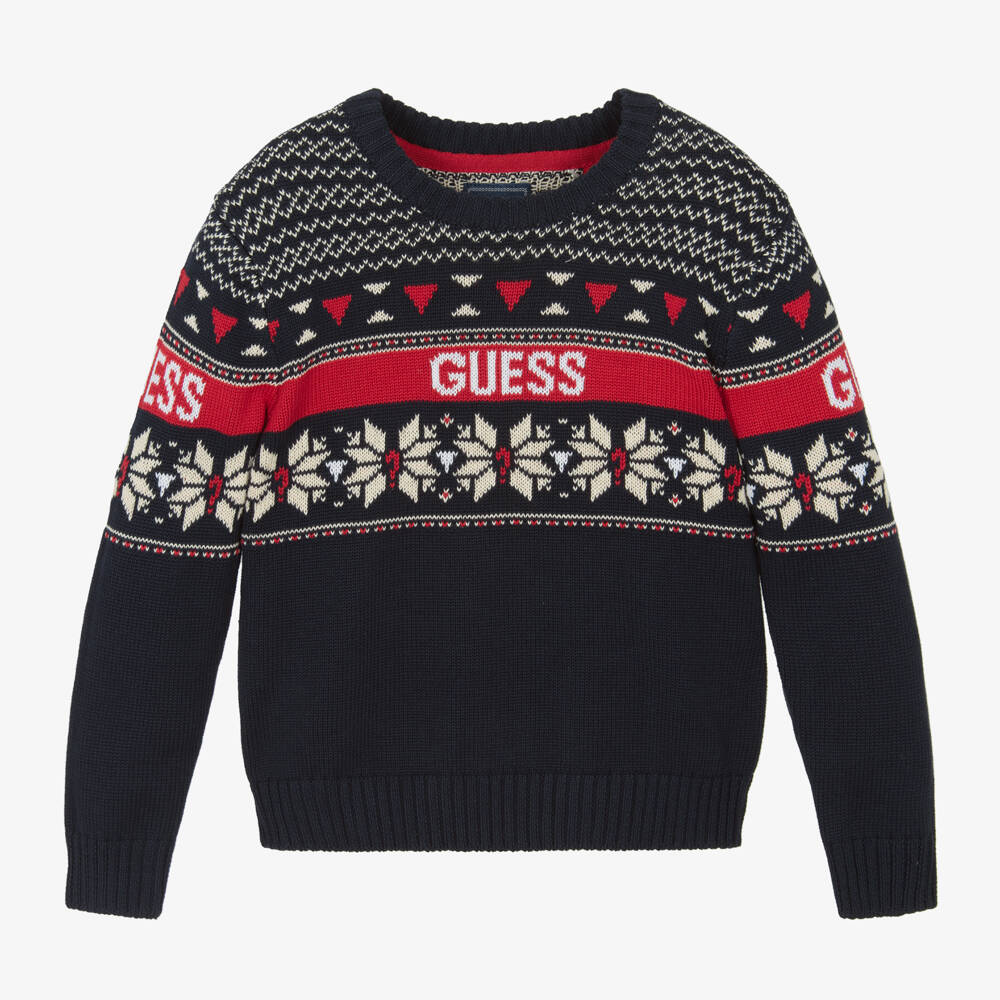 Guess-بلوفر قطن محبوك لون كحلي للأولاد | Childrensalon Outlet