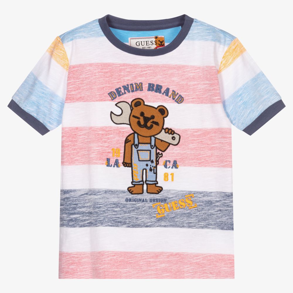 Guess - T-shirt rayé Nounours Garçon | Childrensalon