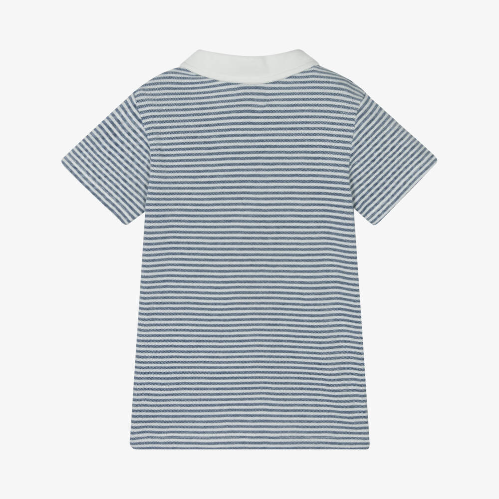 Guess-Boys Striped Blue Cotton Polo Top | Childrensalon Outlet