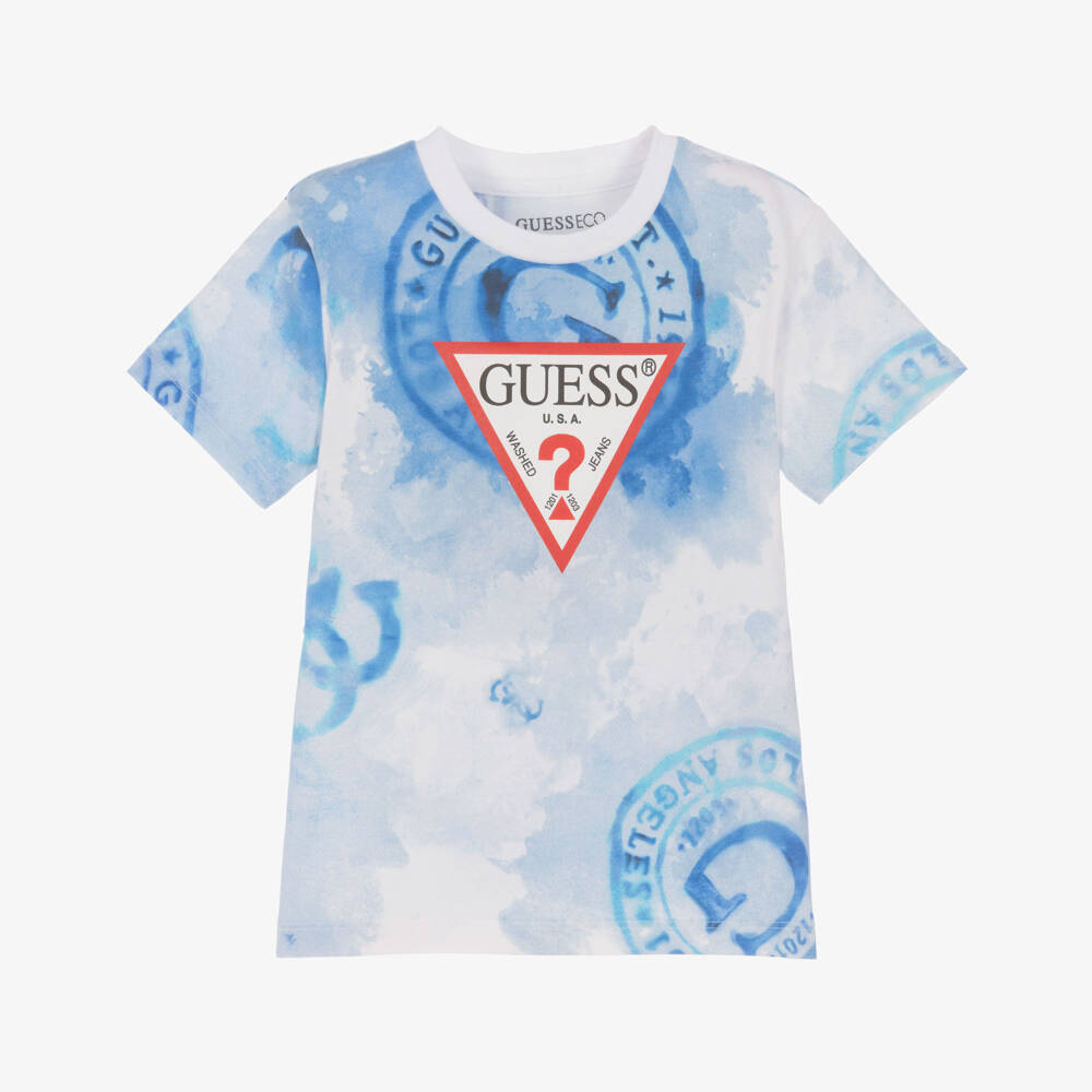Guess-Boys T-shirt - Blue Print | Childrensalon Outlet