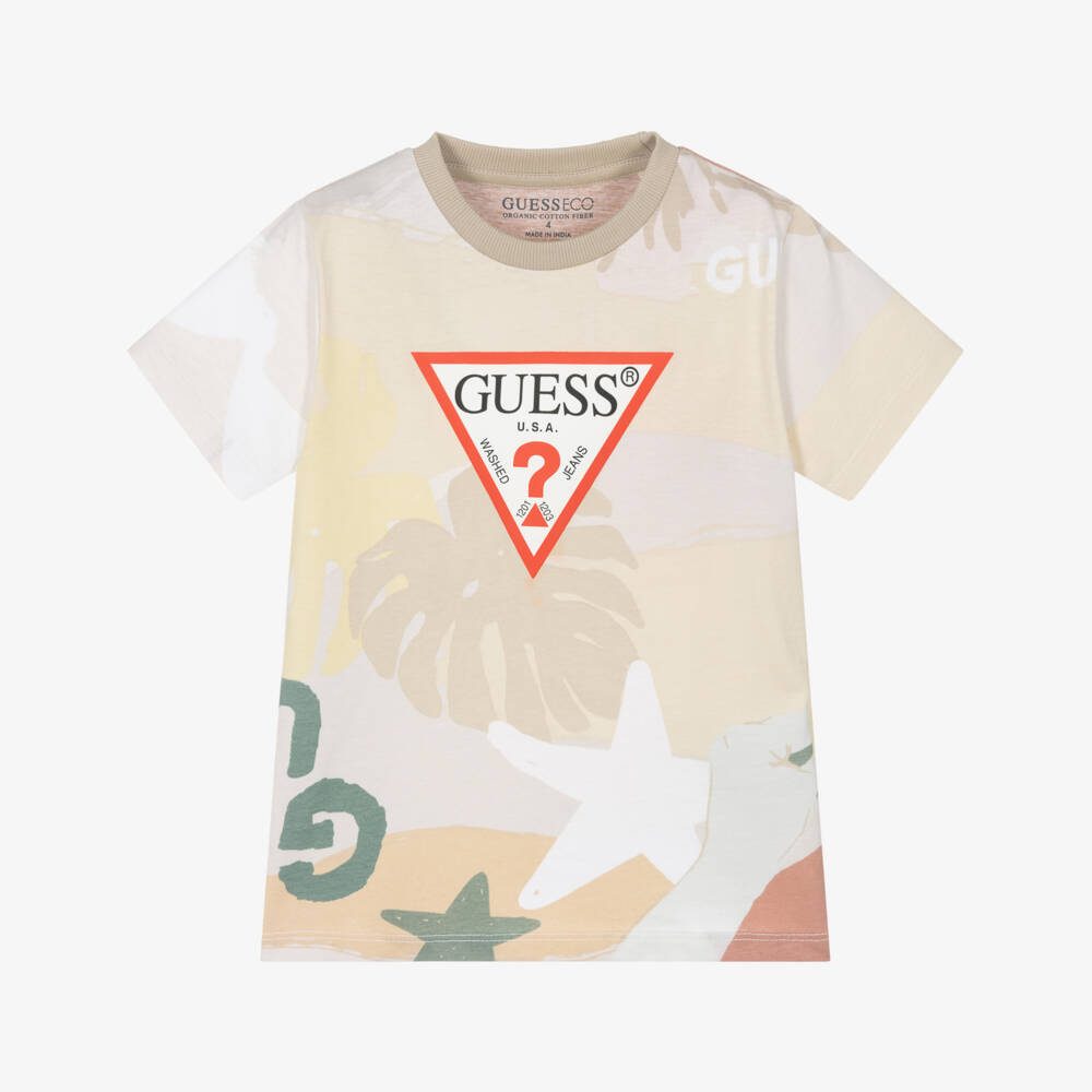 Guess-Boys Tropical Sand Cotton Tee | Childrensalon Outlet