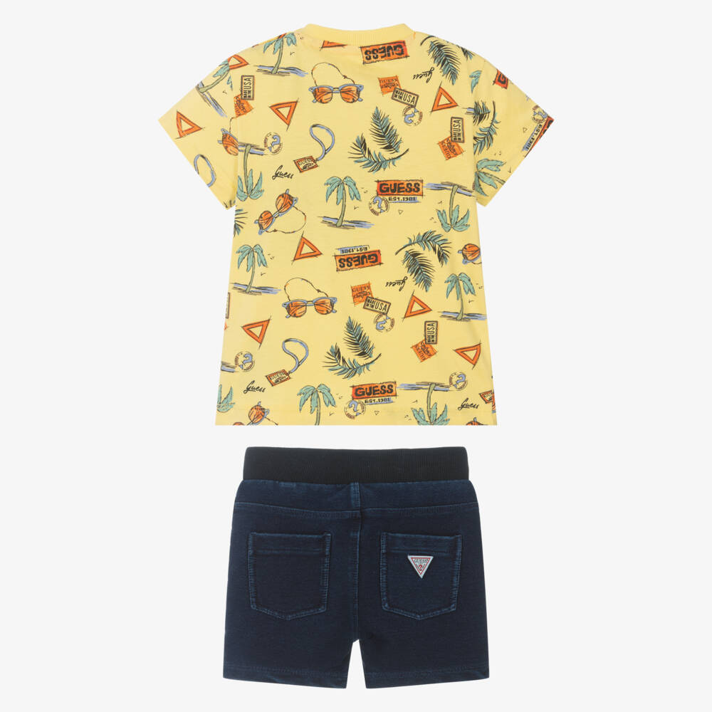 Guess-Boys Tropical Yellow Denim Set | Childrensalon Outlet