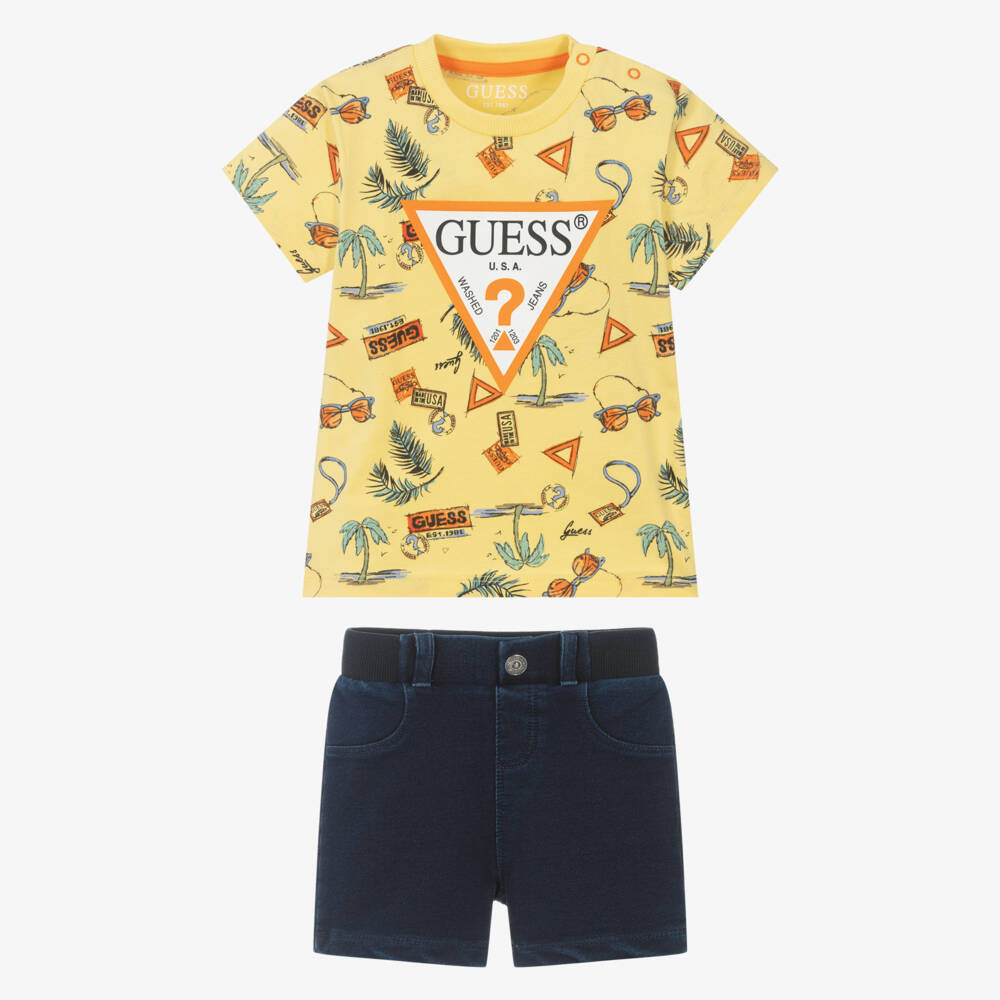 Guess-Boys Tropical Yellow Denim Set | Childrensalon Outlet