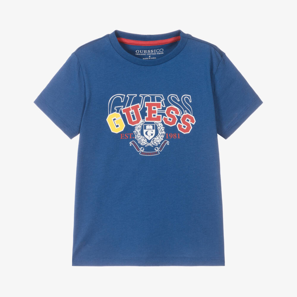 Guess-Ярко-синяя хлопковая футболка для мальчиков | Childrensalon Outlet