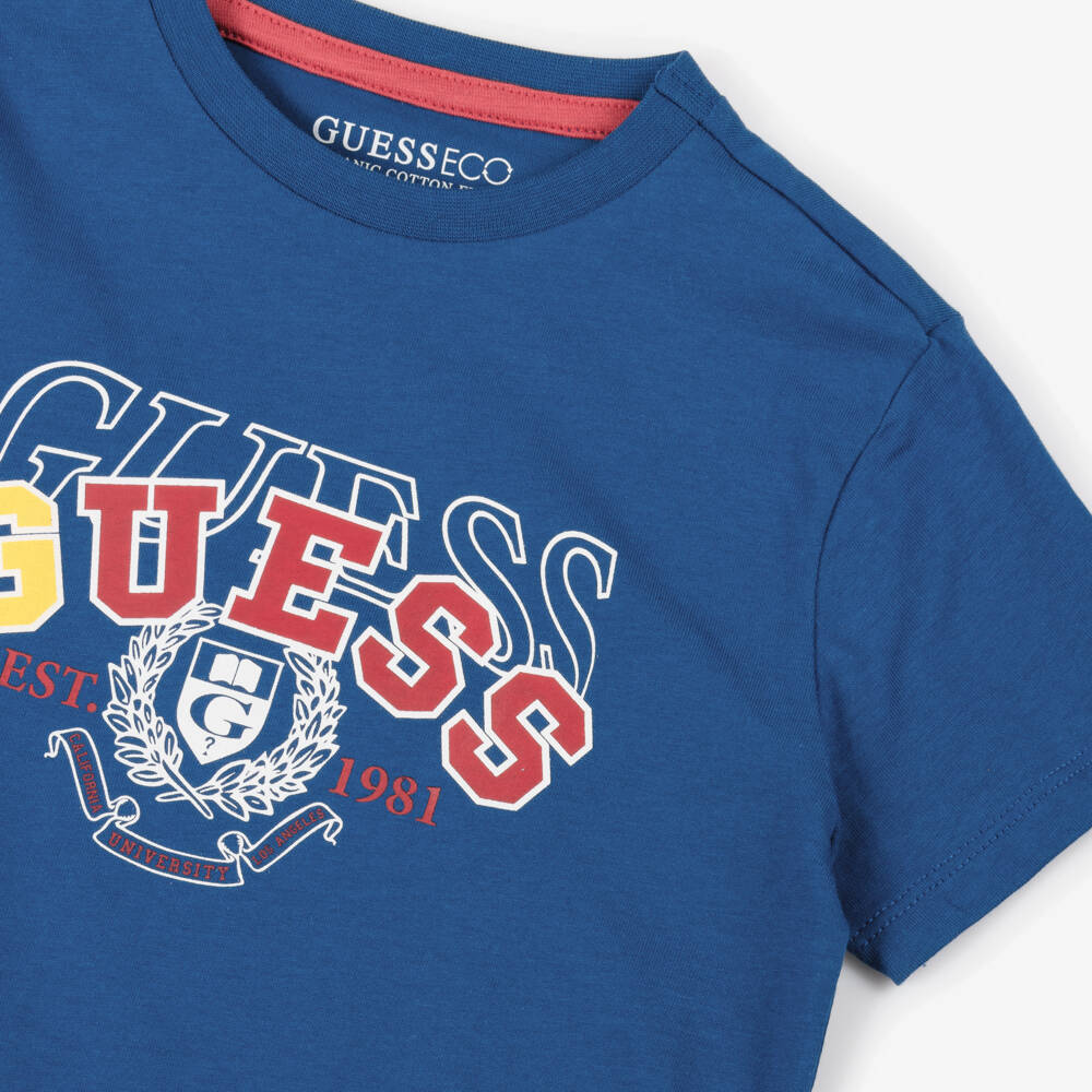 Guess-Boys Vibrant Blue Cotton Tee | Childrensalon Outlet