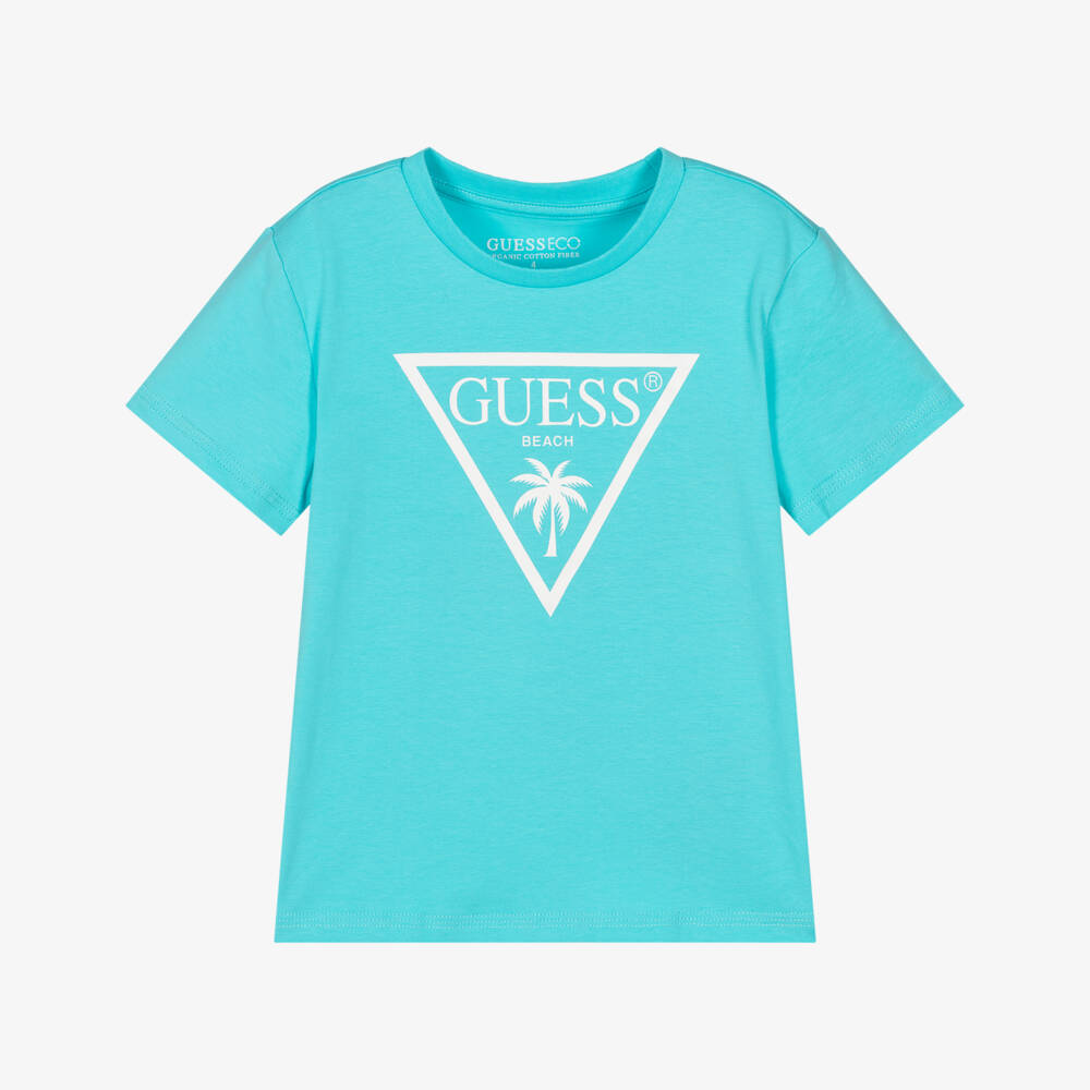 Guess-Boys Vibrant Blue Logo Tee | Childrensalon Outlet