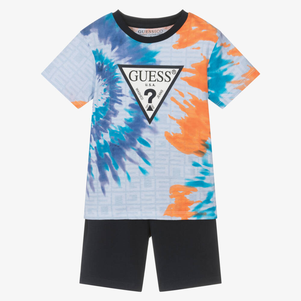Guess-طقم صبياني أزرق زاهي بتصميم تاي داي | Childrensalon Outlet