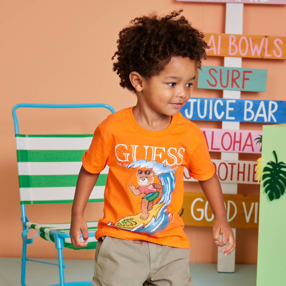 Guess-Boys Vibrant Cotton Bear Tee | Childrensalon Outlet