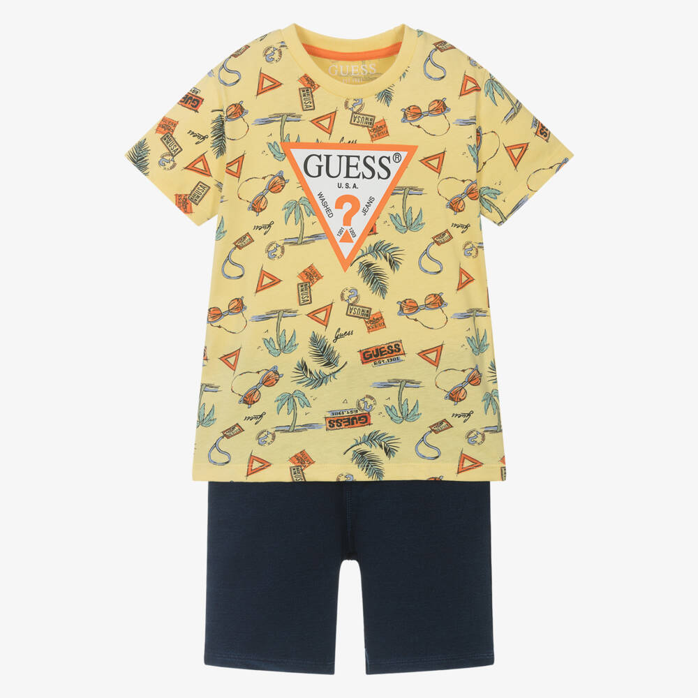 Guess-Boys Vibrant Denim Jersey Shorts Duo | Childrensalon Outlet