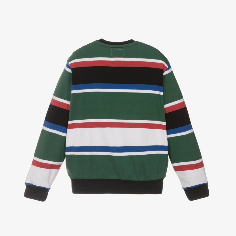 Guess-Boys Vibrant Green Striped Pullover | Childrensalon Outlet