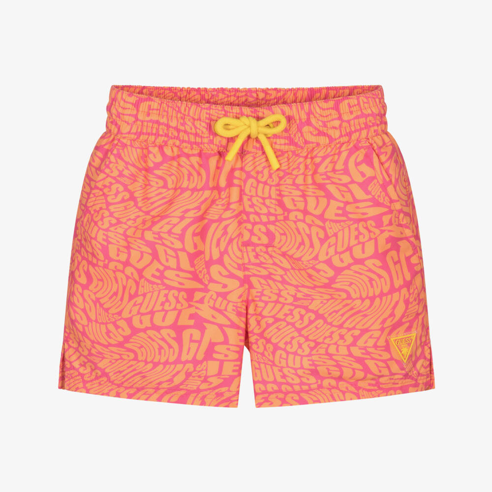 Guess-Boys Vibrant Logo Swim Trunks | Childrensalon Outlet