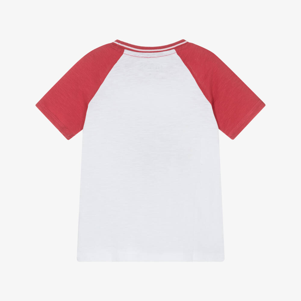 Guess-Boys Vibrant Red Raglan Tee | Childrensalon Outlet