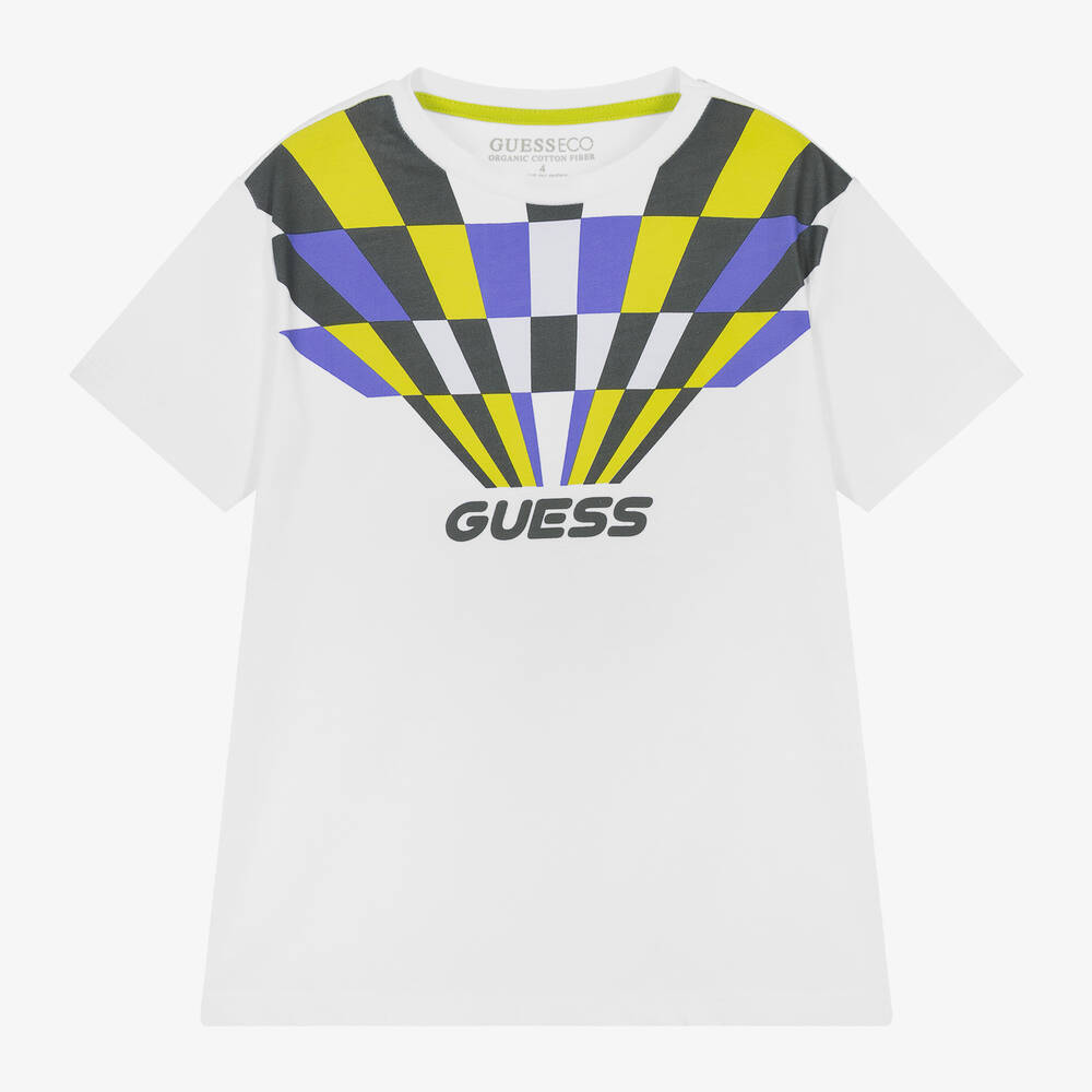 White and black guess shirt hotsell