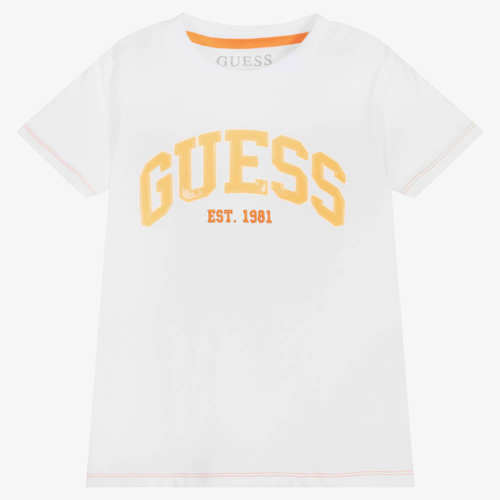 Guess - تيشيرت قطن لون أبيض للأولاد | Childrensalon