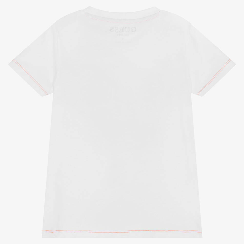 Guess-Boys White Cotton Logo T-Shirt | Childrensalon Outlet