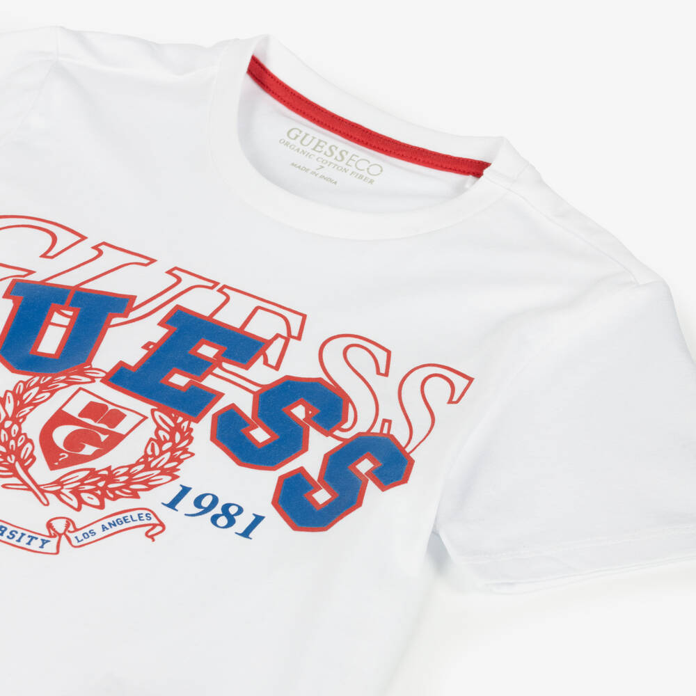 Guess-Белая хлопковая футболка с логотипом для мальчиков | Childrensalon Outlet