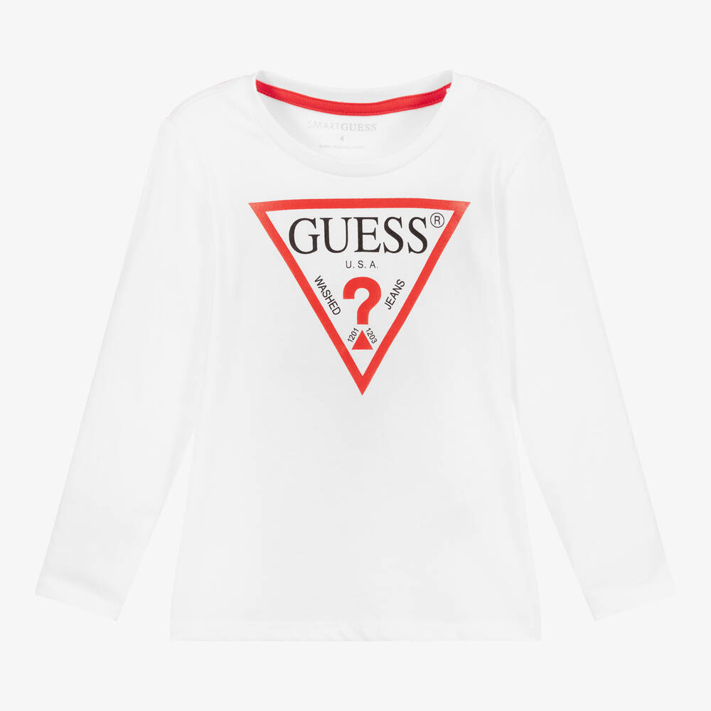 Guess - توب أطفال ولادي قطن عضوي لون أبيض | Childrensalon